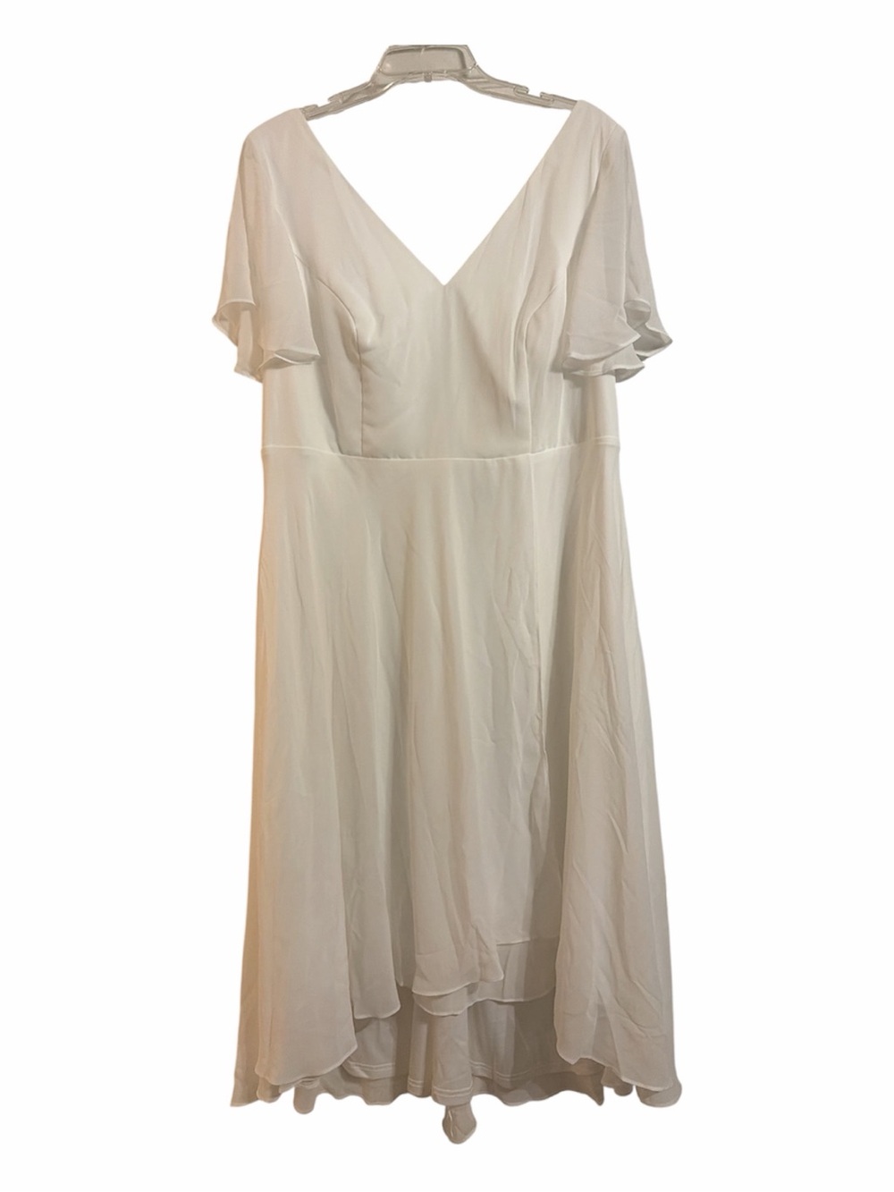 NWT Elegant Off white v-Neck Flutter Sleeve Dress size 1XL